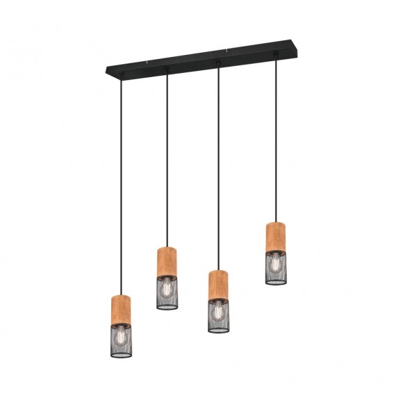 TRIO 304300432 Pendelleuchte Tosh 4x40W | E27 | IP20 - schwarz mit braun