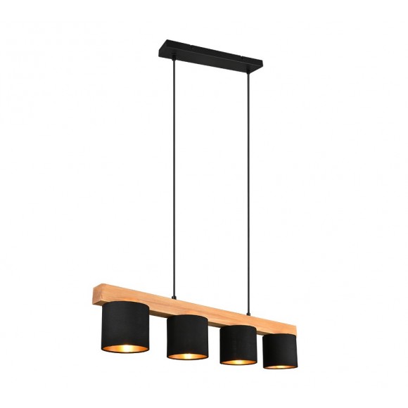 Trio R30654002 Hangende Deckenleuchte Cameron 4x28w | E14 - einstellbare Höhe, Holz, schwarz