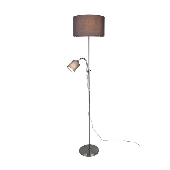 Trio R40192007 Stehleuchte Leuchte Owen 1x42w + 10W | E27 + E14 - Flexibler Arm, getrennte Schalter, mattes Nickel, Grau