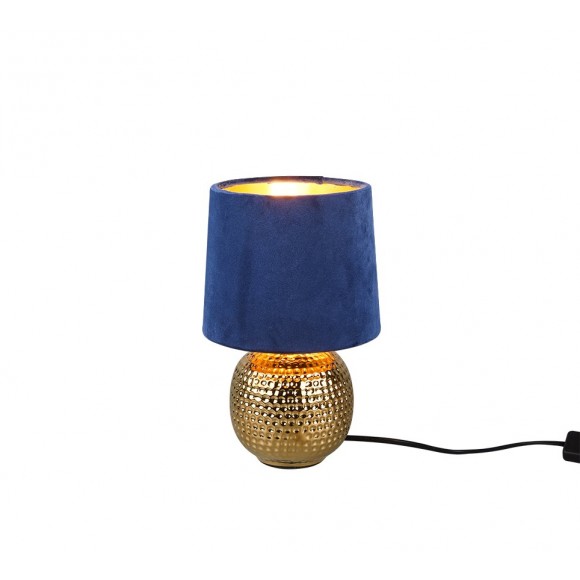 TRIO R50821012 Tischleuchte Sophia 1x40W | E14 | IP20 - Kabelschalter, mit dem blauen gold