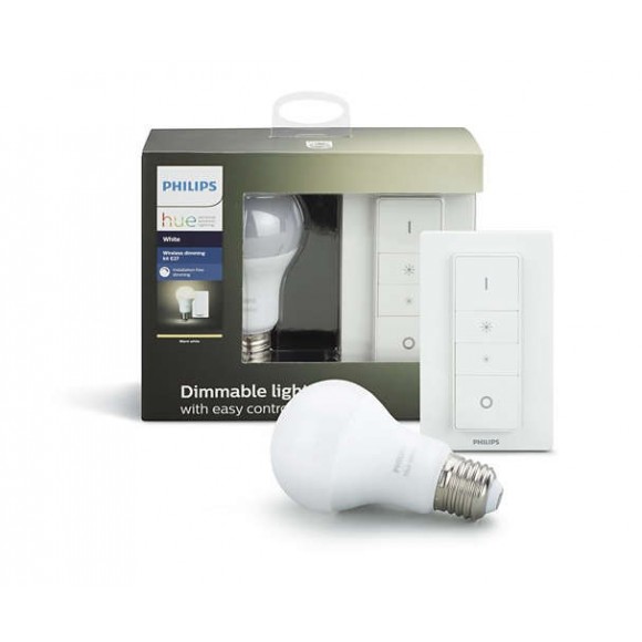 Philips Hue 8718696452523 LED Leuchtmittel dimmbar Switch + 1x9W | E27 | 2700K - weiß