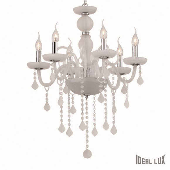 Ideal Lux Hängeleuchte - Kronleuchter Giudecca 6x40W E14 - Milchglas