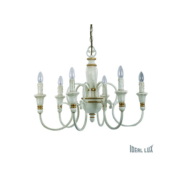 Ideal Lux Hängeleuchte - Kronleuchter PALIO 6x40W E14 - antik weiß/gold