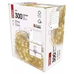 Emos D3EW03 Lichterkette - Vorhang Nano 2,9x1,5m 3,6W | 300 LEDs | 2700K | IP44