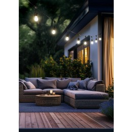 Trio TR74771132 LED Lichterkette für den Außenbereich CHAIN | 1W E27 | 10x80lm | 3000K
